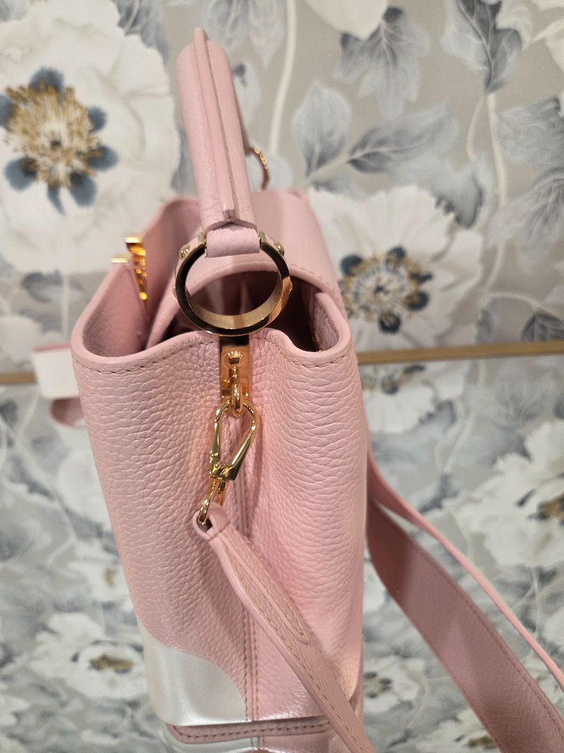Louis Vuitton Pink Cream Taurillon Monogram Flower Capucines BB