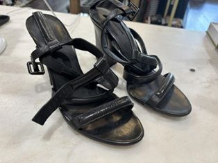 Alexander Wang Black Leather Ankle-Strap Sandals Size, 41