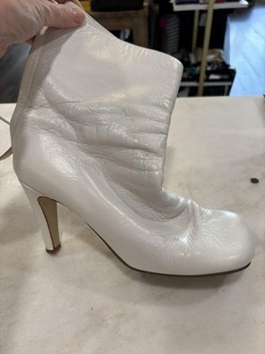 Bottega Veneta White Canalazzo Leather Mid-Calf Boots, 40