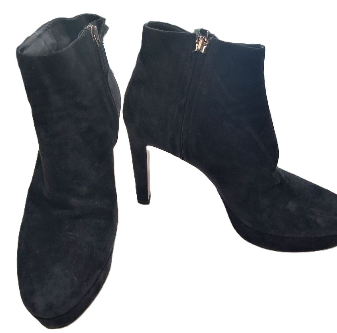 Prada Black Platform Suede Ankle Boots, 39.5