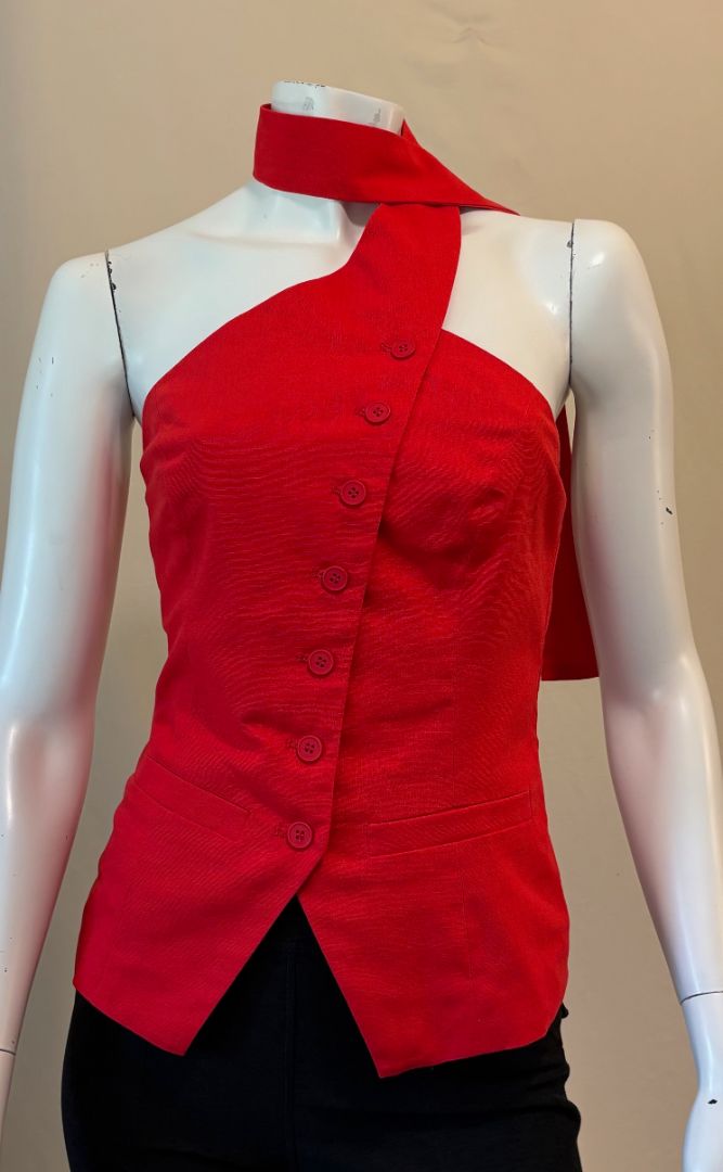 Commense Red Linen Blend Halter Vest NWT Top, S