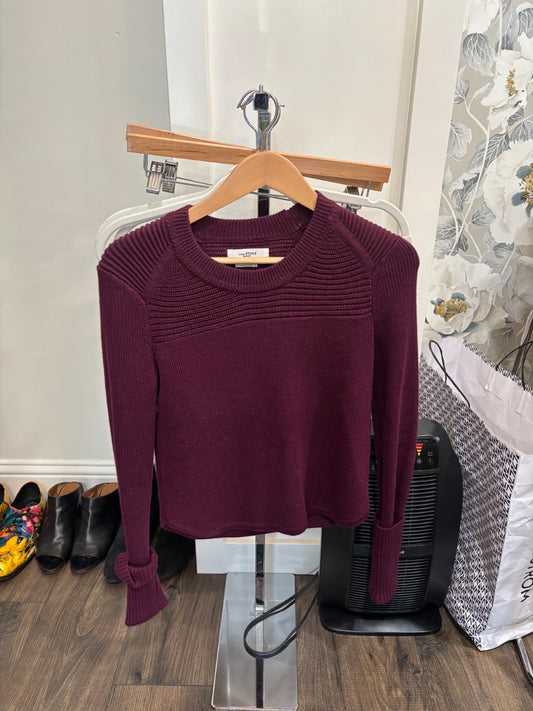 Isabel Marant Etoile Burgundy Ribbed Crew Neck Sweater, 36