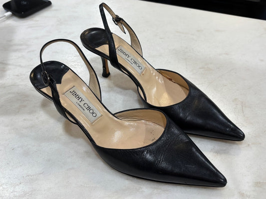 Jimmy Choo Black Slingback Leather Heels