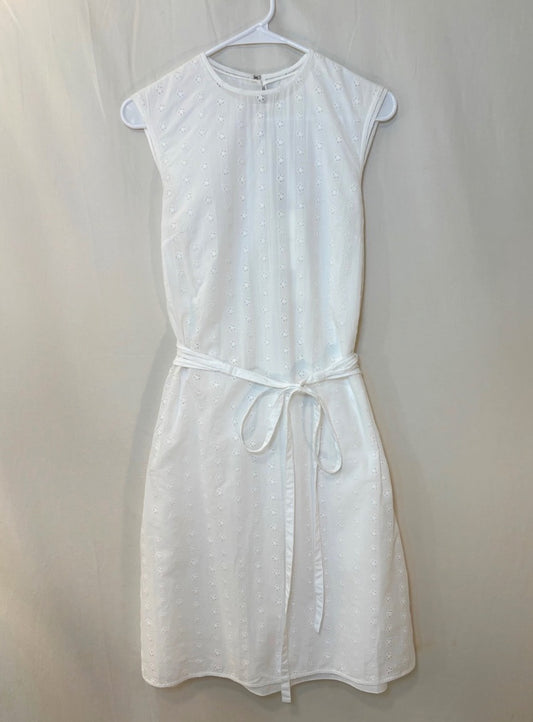 Calvin Klein Runway White Cotton Eyelet Dress, S