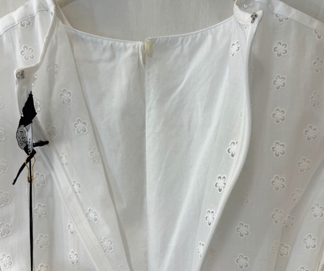 Calvin Klein Runway White Cotton Eyelet Dress, S