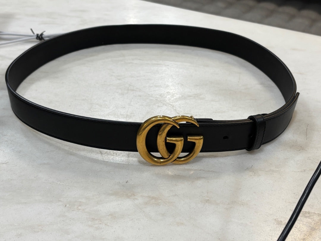 Gucci Black GG Marmont Leather Belt
