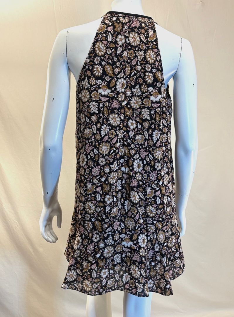 A.L.C Black Flower Print Silk Mini Dress, 2