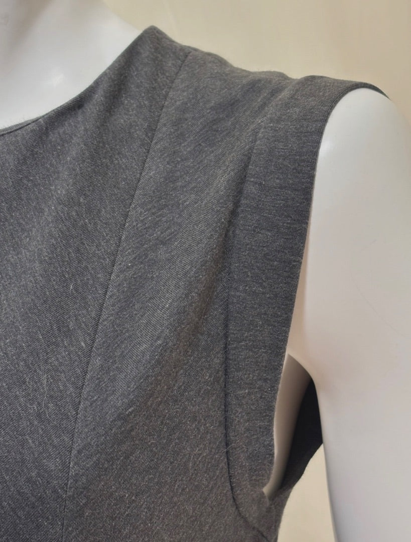 Brunello Cucinelli Dark Gray Sleeveless Sheath Dress, L