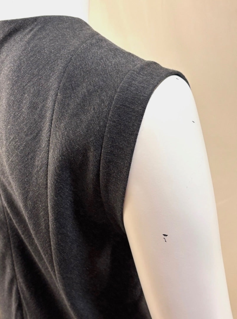 Brunello Cucinelli Dark Gray Sleeveless Sheath Dress, L