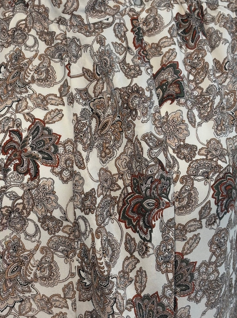 Frame Multi-Color 100% Silk Paisley Floral Print Sleeveless Top, M