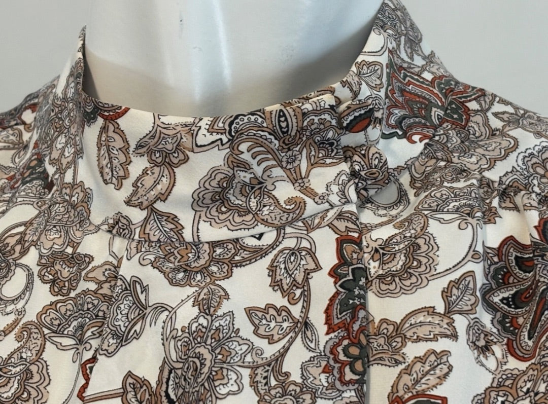 Frame Multi-Color 100% Silk Paisley Floral Print Sleeveless Top, M