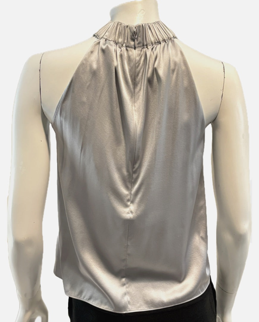 Frame Silver Silk and Spandex Halter Top, XS, NWT
