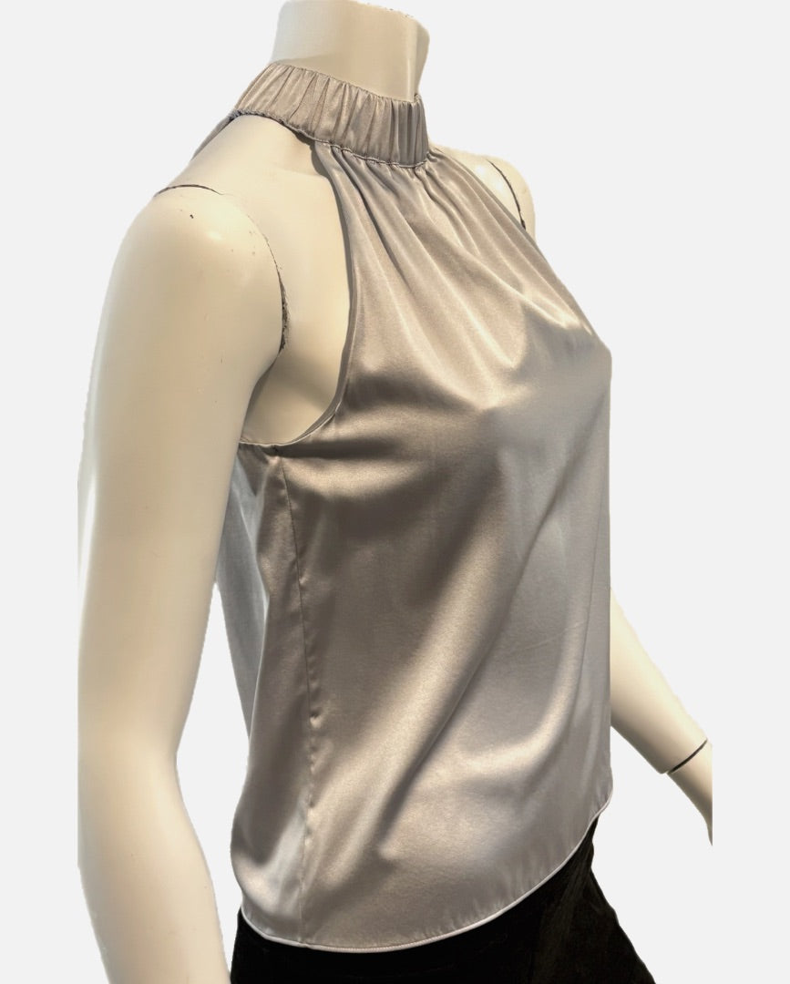 Frame Silver Silk and Spandex Halter Top, XS, NWT