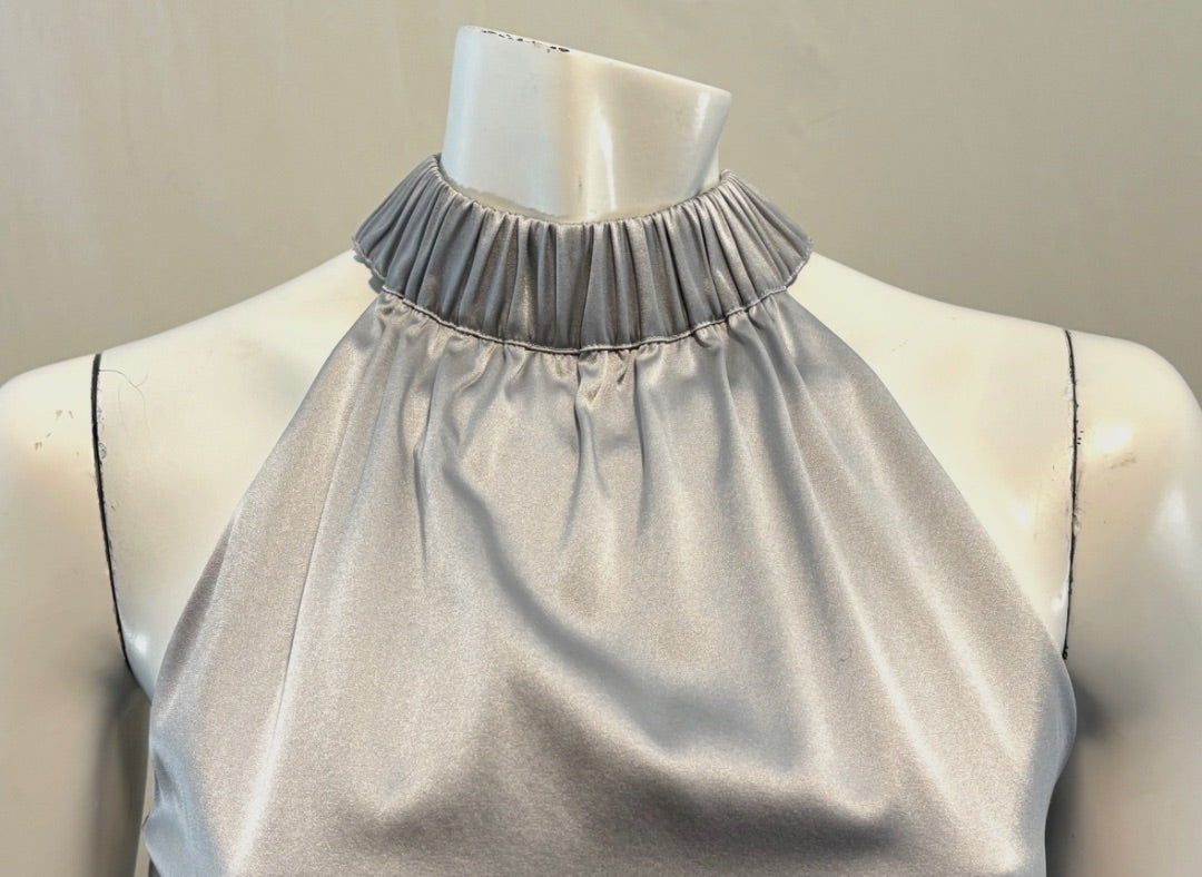 Frame Silver Silk and Spandex Halter Top, XS, NWT