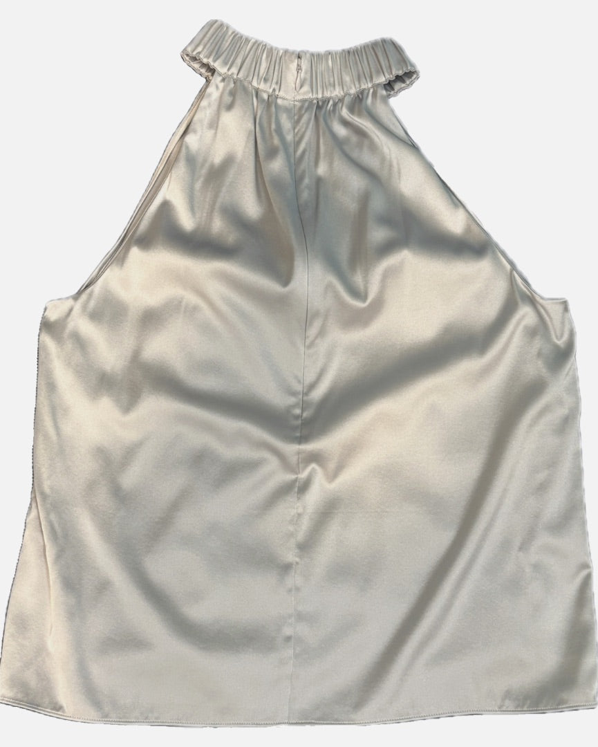 Frame Silver Silk and Spandex Halter Top, XS, NWT