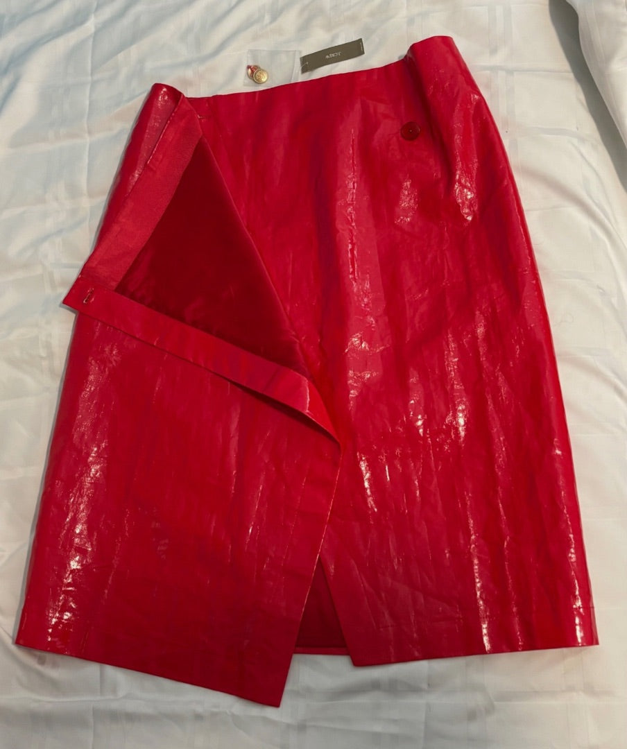 J. Crew Red Midi Wrap Skirt, 14