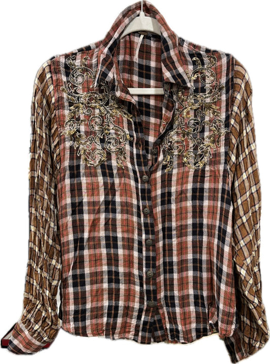 Free People Multicolor Snow Mountain Plaid Buttondown Shirt, XS/TP