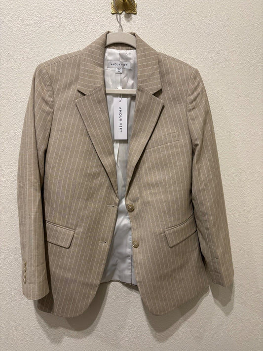 Amour Vert Beige Slim Tobie Pinstripe NWT Blazer, XS