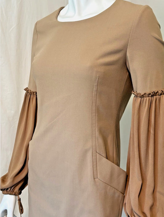 MaxMara Tan Peasant Sleeve Dress, 38