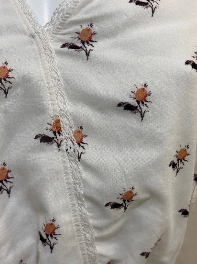 Paige White Hisbiscus Ruffle Sleeve NWT Top, XS