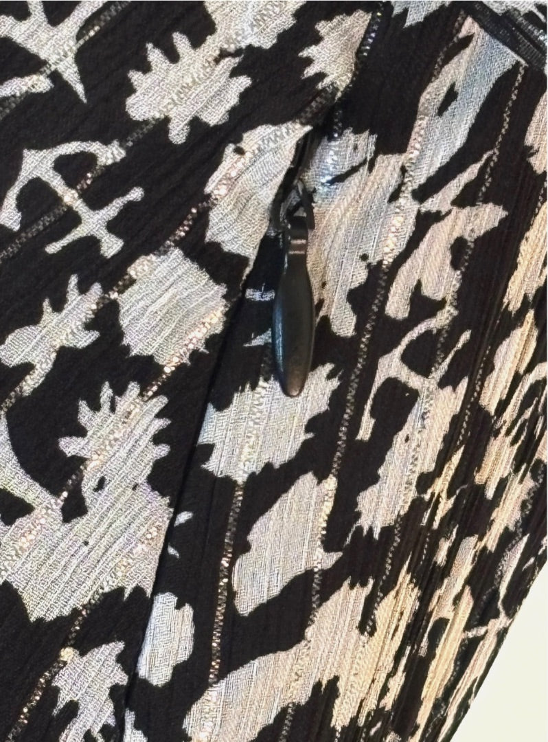 Scotch & Soda Black Metallic Floral Print V-Neck NWT Dress, 34