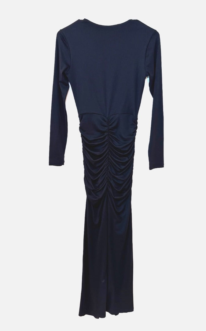 Susana Monaco Black Tie Front Slit V-Neck Dress, XS