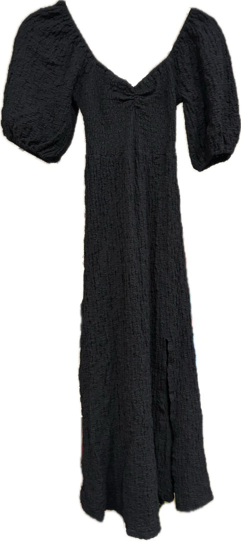 Saltwater Luxe Black Fullmer Crinkle NWT Midi Dress, XS