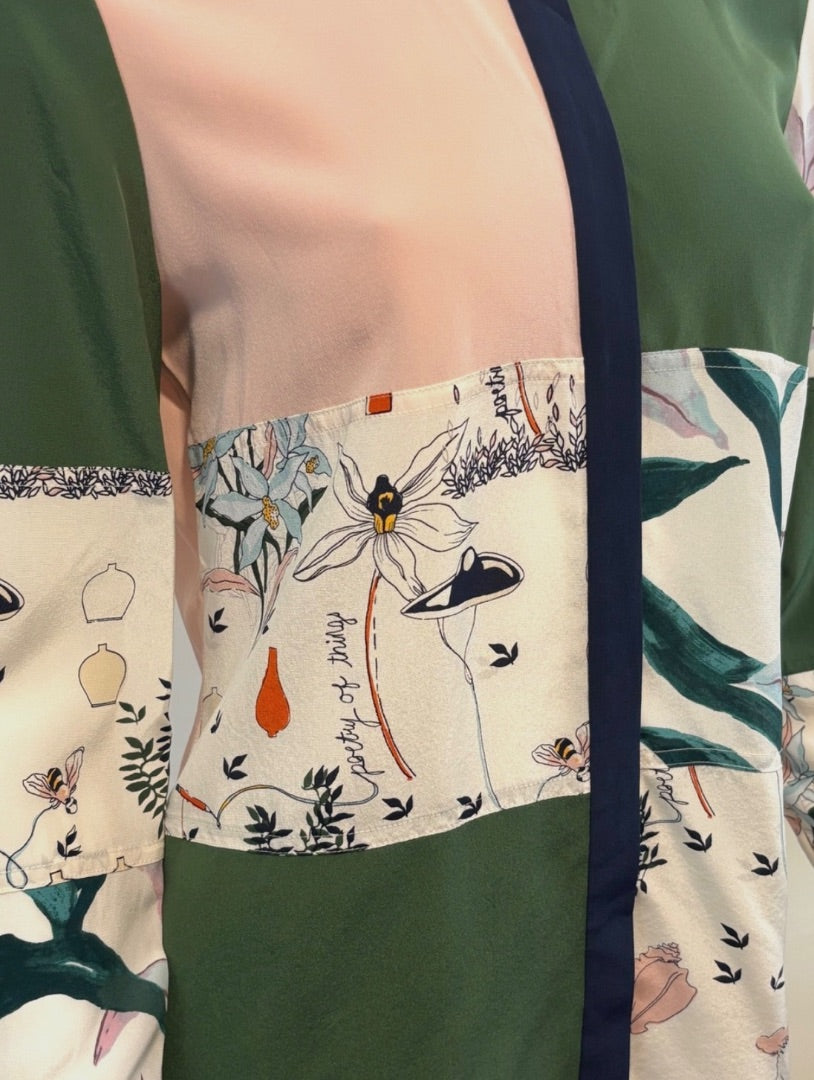 Tory Burch Multi-Print Long-Sleeve Silk Patchwork NWT Shirt, 6