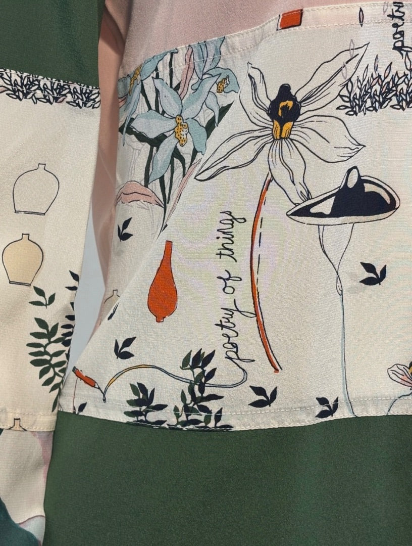 Tory Burch Multi-Print Long-Sleeve Silk Patchwork NWT Shirt, 6