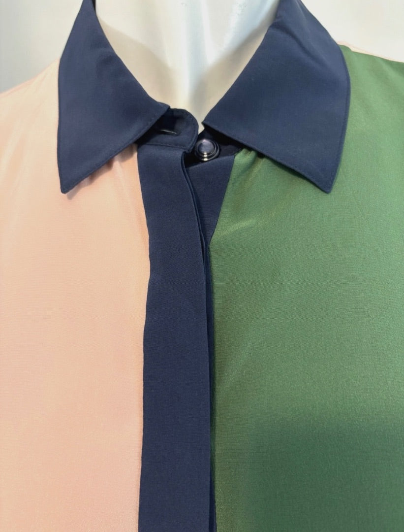 Tory Burch Multi-Print Long-Sleeve Silk Patchwork NWT Shirt, 6