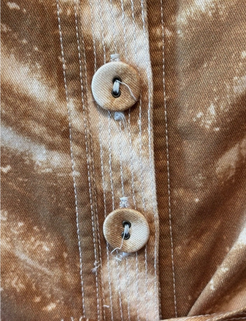 Ulla Johnson Cream Denim Belted Tie-Dyed Cotton-Twill Top, 2