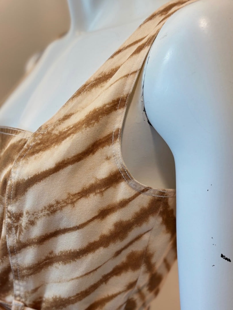 Ulla Johnson Cream Denim Belted Tie-Dyed Cotton-Twill Top, 2