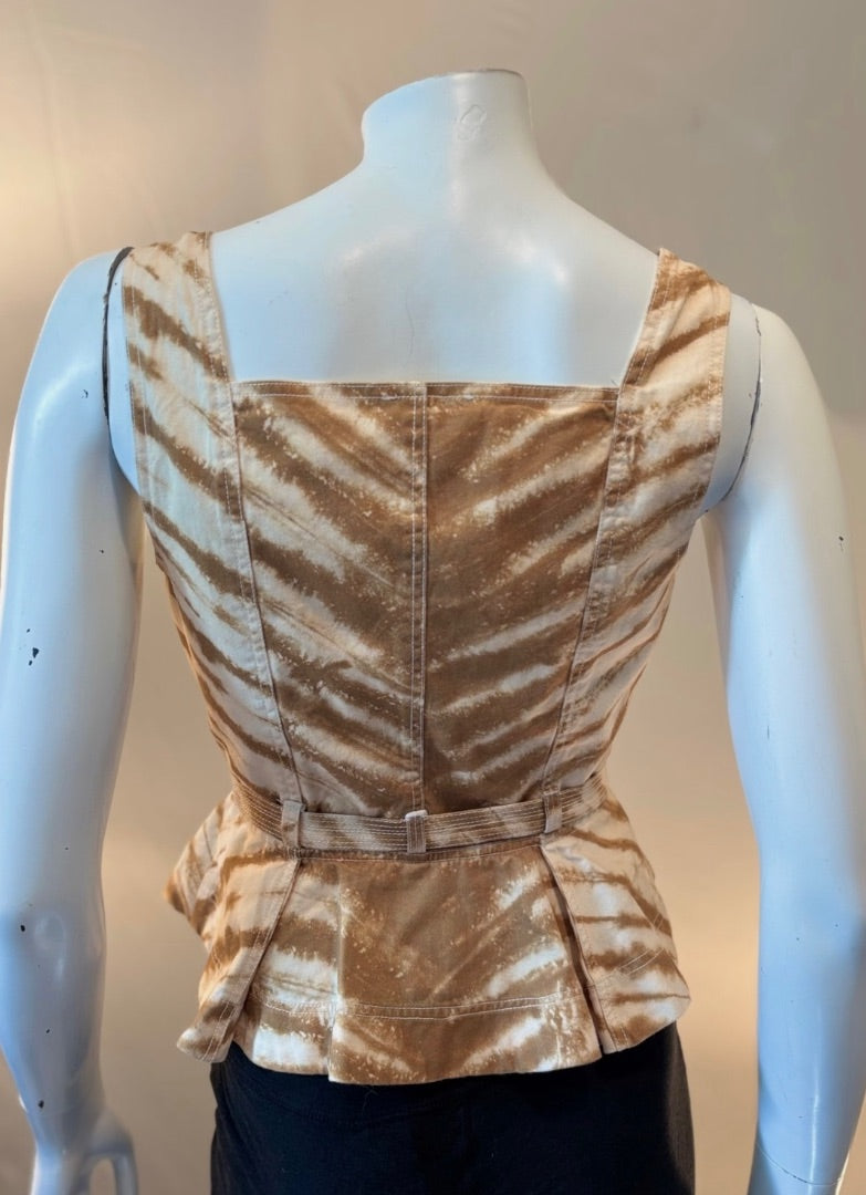 Ulla Johnson Cream Denim Belted Tie-Dyed Cotton-Twill Top, 2