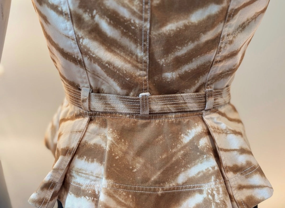 Ulla Johnson Cream Denim Belted Tie-Dyed Cotton-Twill Top, 2