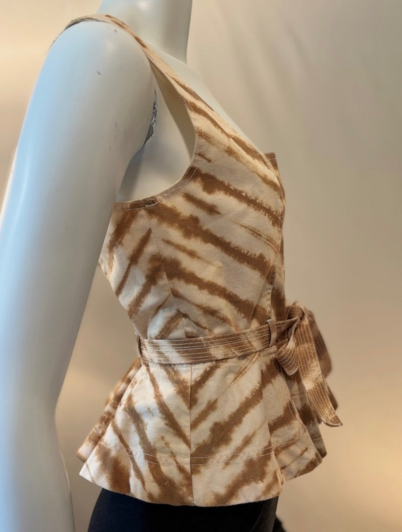 Ulla Johnson Cream Denim Belted Tie-Dyed Cotton-Twill Top, 2