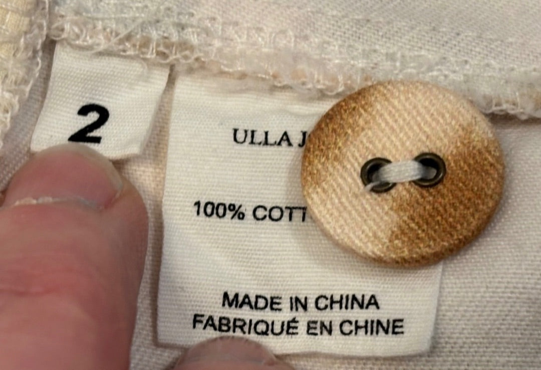 Ulla Johnson Cream Denim Belted Tie-Dyed Cotton-Twill Top, 2