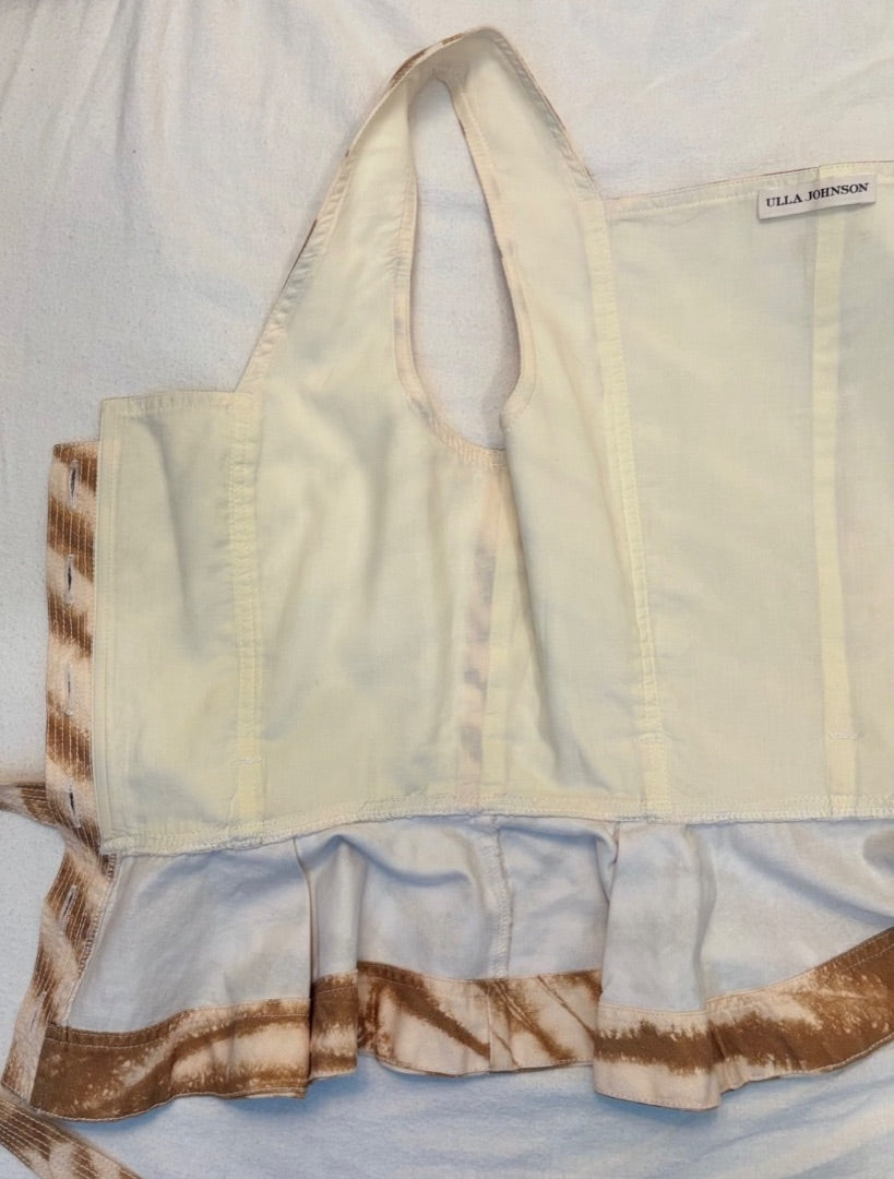 Ulla Johnson Cream Denim Belted Tie-Dyed Cotton-Twill Top, 2