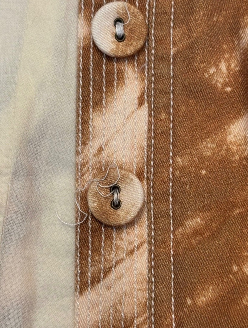 Ulla Johnson Cream Denim Belted Tie-Dyed Cotton-Twill Top, 2