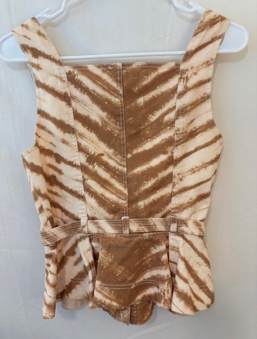 Ulla Johnson Cream Denim Belted Tie-Dyed Cotton-Twill Top, 2