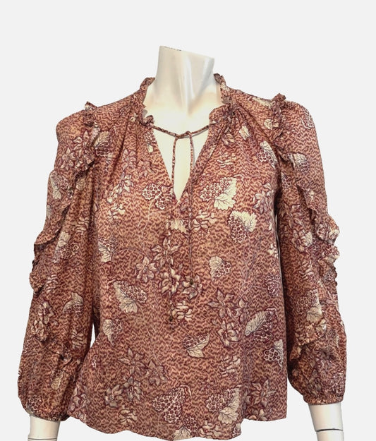 Ulla Johnson Blue Silk Printed Blouse, 2