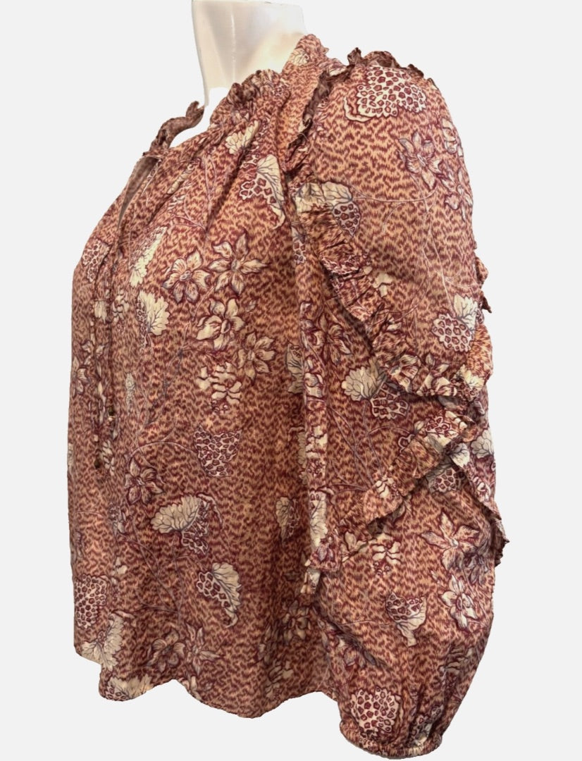 Ulla Johnson Blue Silk Printed Blouse, 2