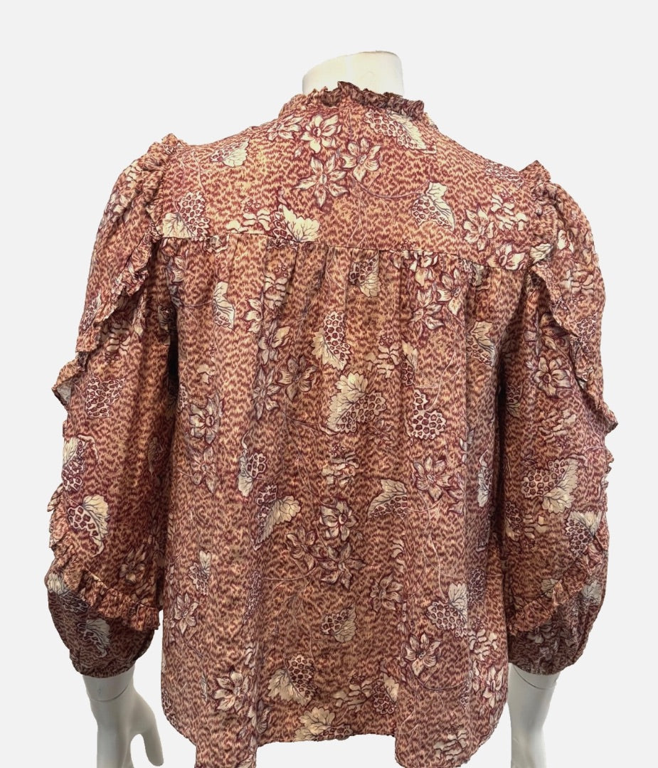 Ulla Johnson Blue Silk Printed Blouse, 2