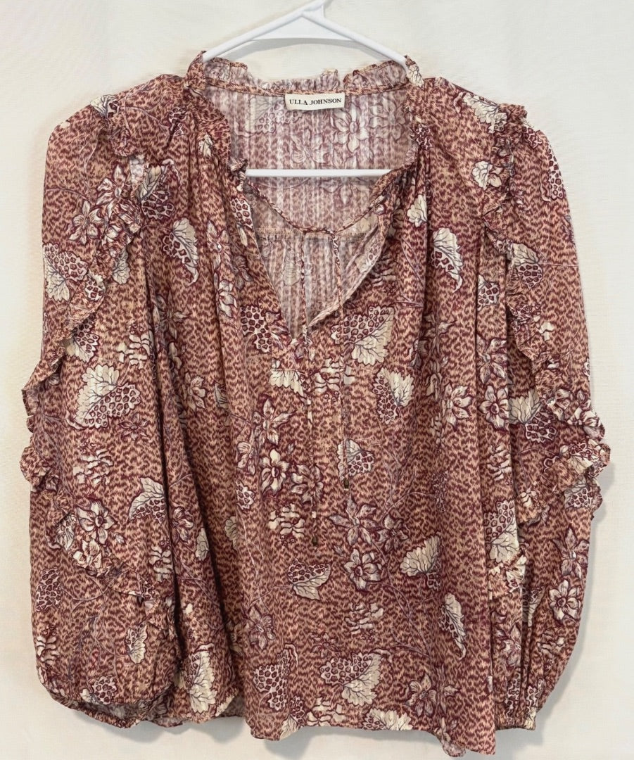 Ulla Johnson Blue Silk Printed Blouse, 2