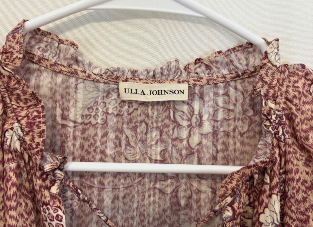 Ulla Johnson Blue Silk Printed Blouse, 2