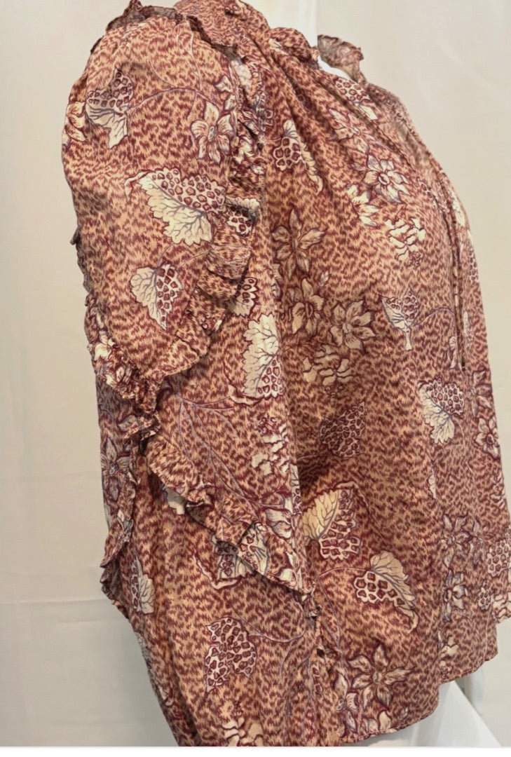 Ulla Johnson Blue Silk Printed Blouse, 2