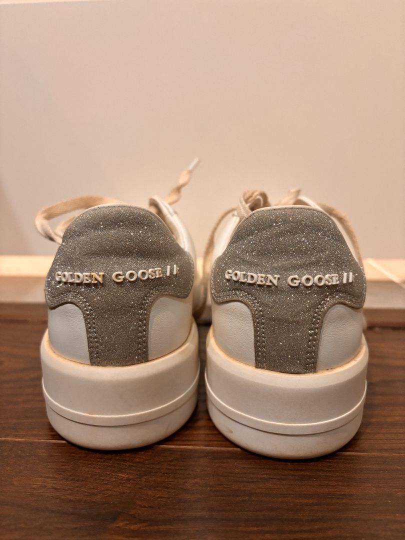 Golden Goose White Silver Pure-Star Leather Sneakers, 38