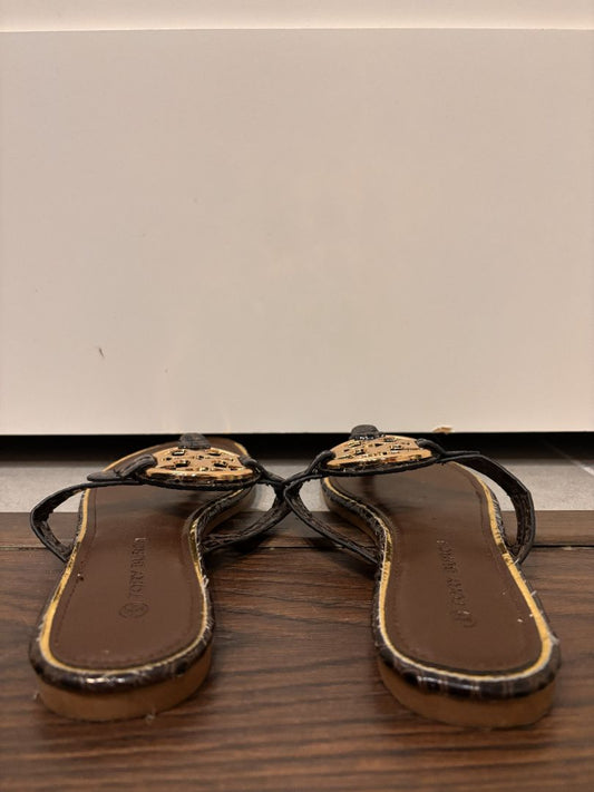 Tory Burch Dark Brown Miller Leather Thong Sandal, 37
