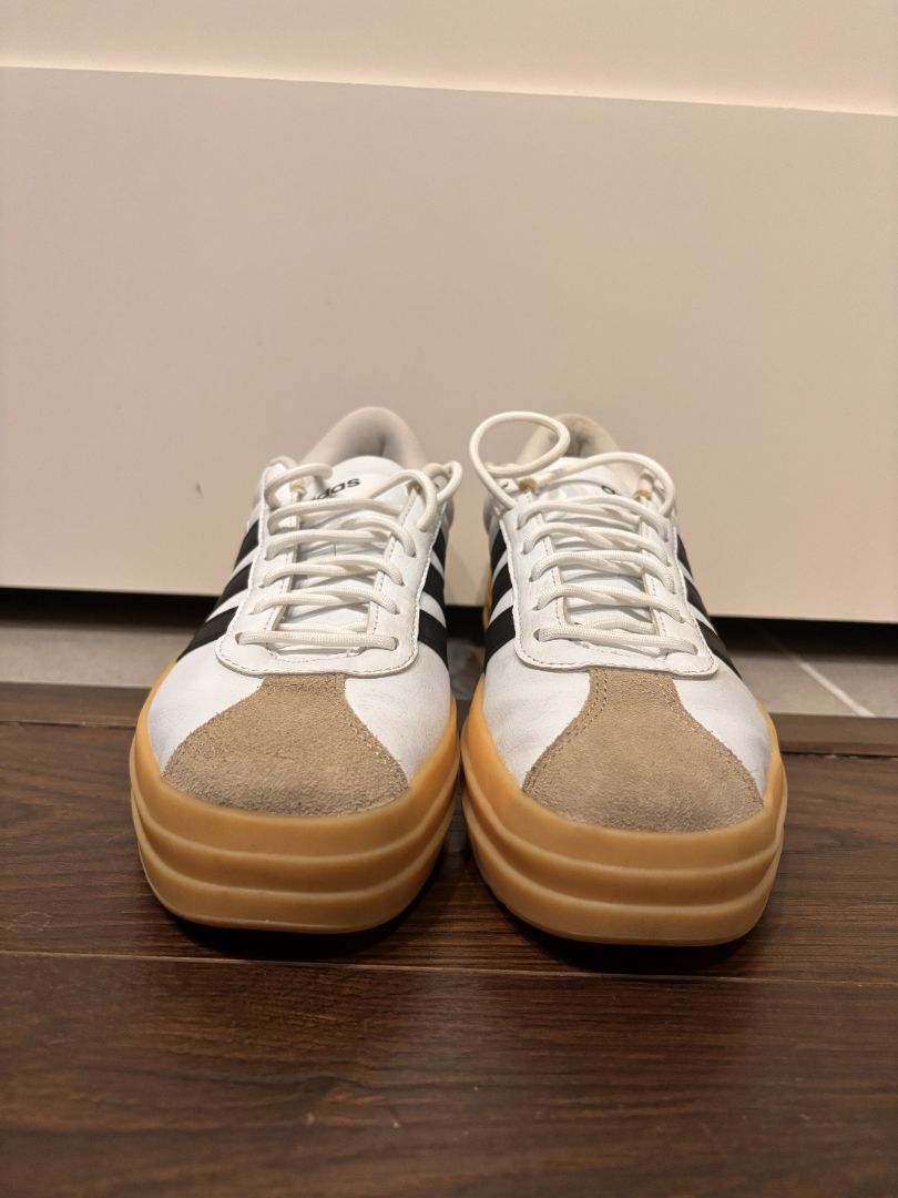 Adidas White Black Gum VL Court Bold Platform Sneakers, 7