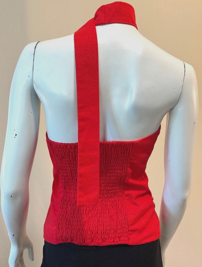 Commense Red Linen Blend Halter Vest NWT Top, S