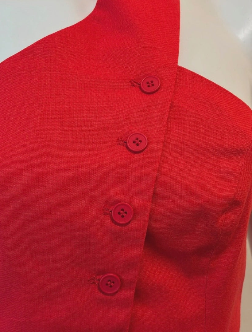 Commense Red Linen Blend Halter Vest NWT Top, S